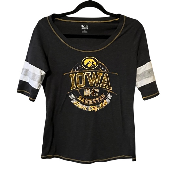Iowa Hawkeyes Knight Apparel Women's Jersey Raglan T-Shirt - Heather Gray - Smal - Picture 1 of 6